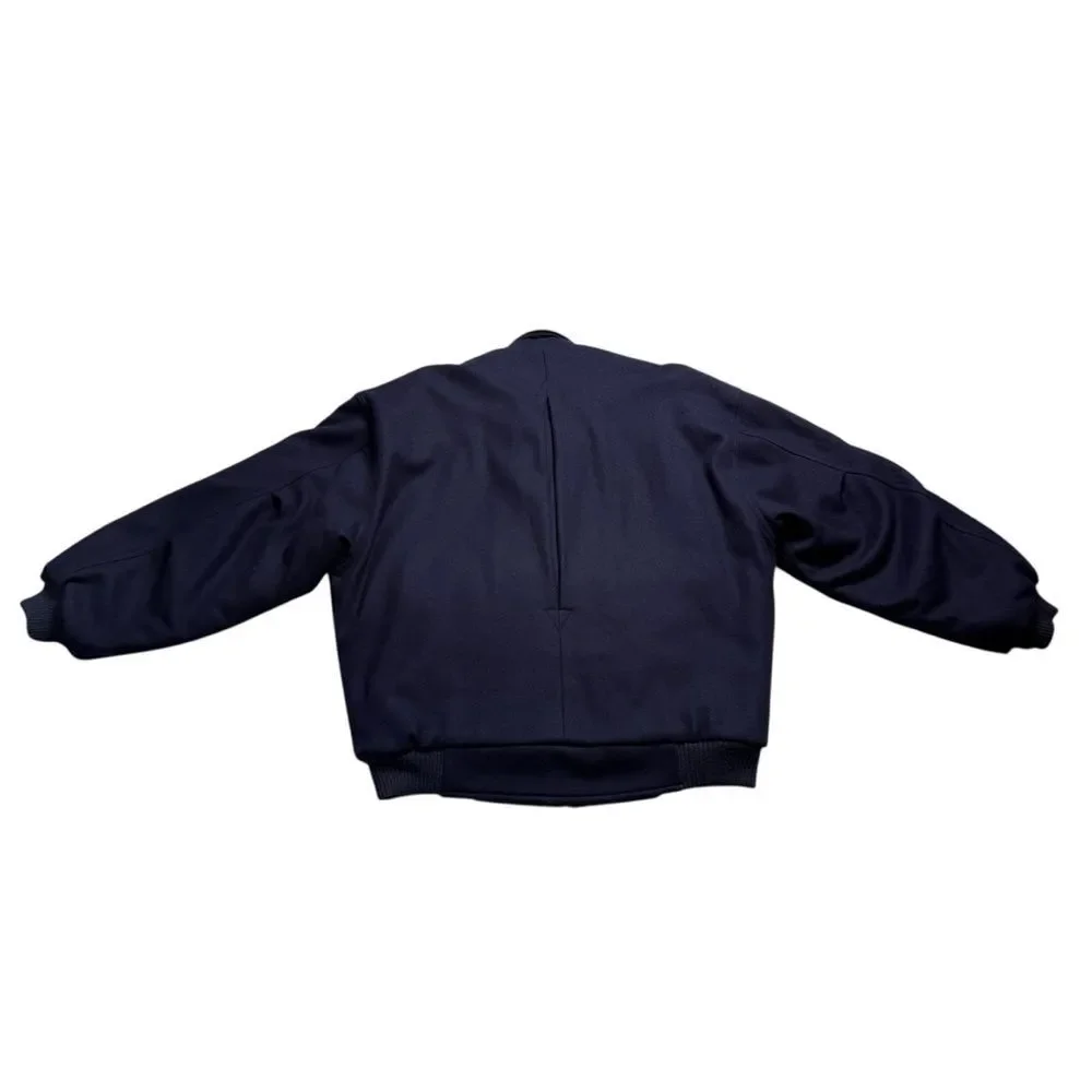 Vintage Gant Heavy Wool Bomber Jacket Quilted Lining Winter Navy Blue Men’s Sz M